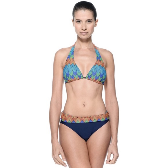 NEW SOLD OUT Speedo Valerie Colorful Chevron High waist 2 Piece 50+UV Bikini - Picture 2 of 7